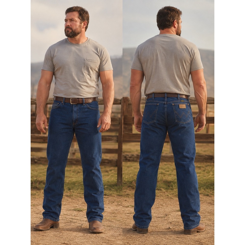 Wrangler Jeans Mens 44x34 Blue Cowboy Cut Original Fit 13MWZPW Western Denim
